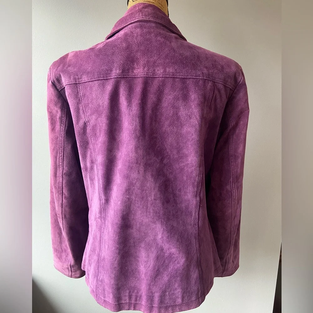Coldwater Creek Rich Purple Leather Suede Jacket - Picture 4 of 11